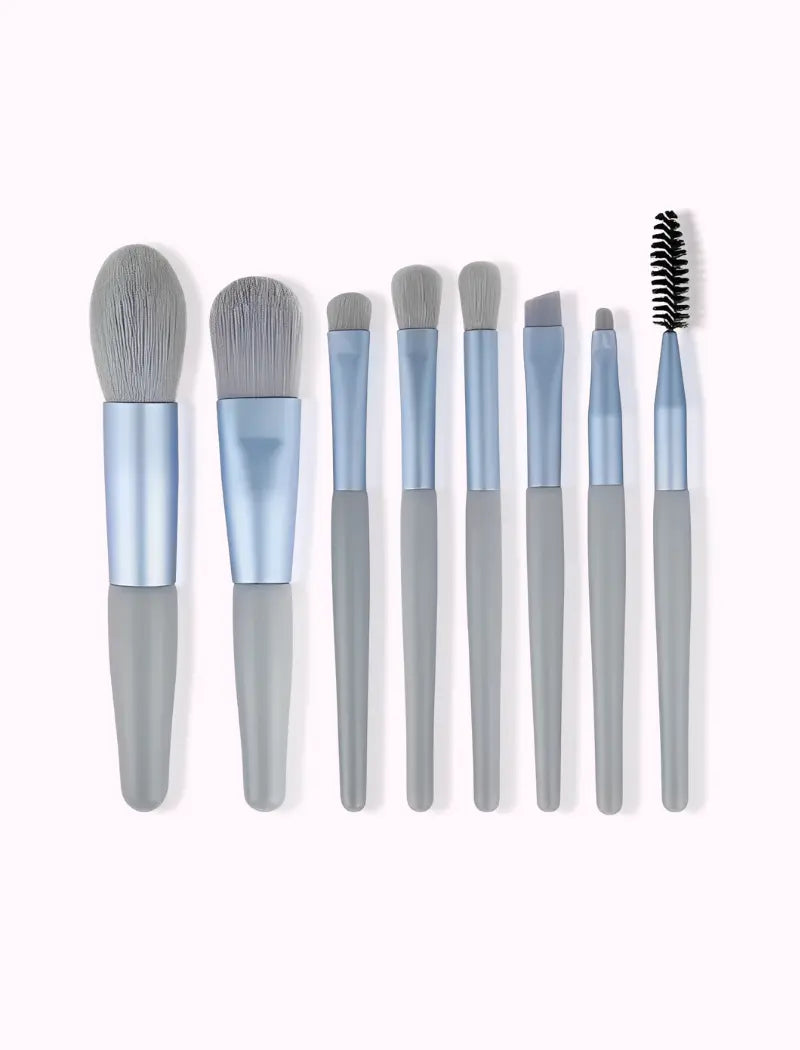 Kit 8 Mini Pincéis Para Maquiagem (Azul) - Q Bela Manuela