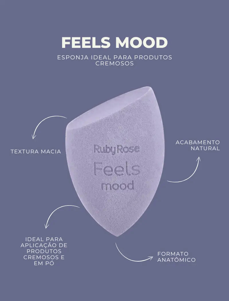 Esponja de Maquiagem Chanfrada Feels Mood - Ruby Rose