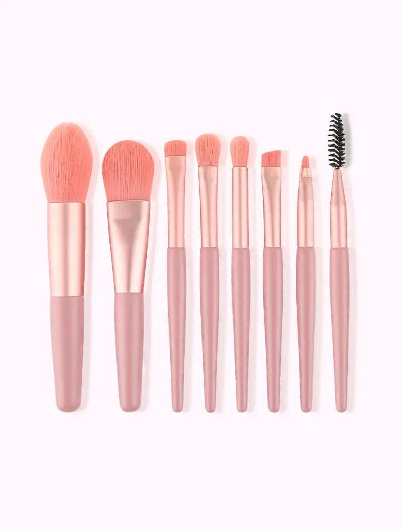 Kit 8 Mini Pincéis Para Maquiagem (Rosa) - Q Bela Manuela