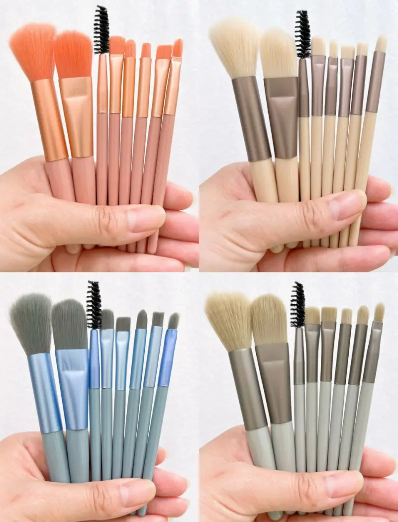 Kit 8 Mini Pincéis Para Maquiagem (Nude) - Q Bela Manuela