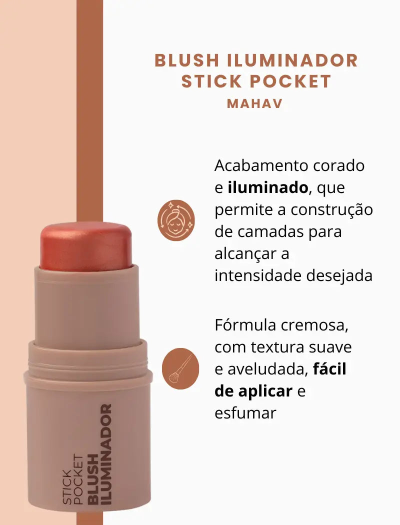 Blush Iluminador Stick Pocket (Cor Happy) - Mahav
